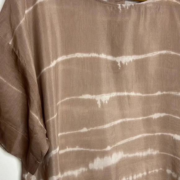 PUREJILL Silk Fawn Ombre Tye Dye Beachy Short Sleeve Popover Boho Tunic - Picture 6 of 13